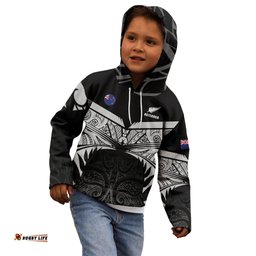 Custom New Zealand Cricket Kid Hoodie Go Champions World Cup 2024 With Maori Pattern