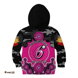 Sydney Sixers ANZAC 2024 Kid Hoodie Lest We Forget Poppy Mix Camouflage