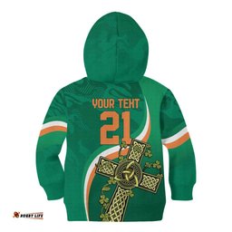 Custom Ireland Rugby Kid Hoodie Green Celtic Knot Summer Paris 2024