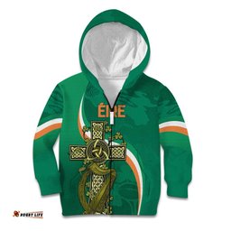 Custom Ireland Rugby Kid Hoodie Green Celtic Knot Summer Paris 2024