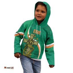 Custom Ireland Rugby Kid Hoodie Green Celtic Knot Summer Paris 2024