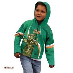 Custom Ireland Rugby Kid Hoodie Green Celtic Knot Summer Paris 2024