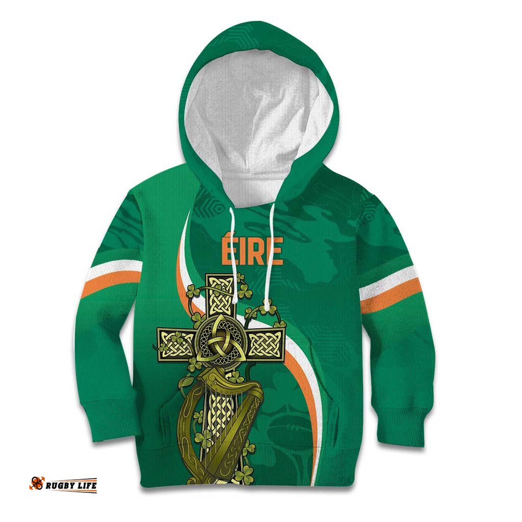 Custom Ireland Rugby Kid Hoodie Green Celtic Knot Summer Paris 2024