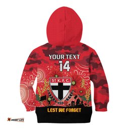 Custom St Kilda Football ANZAC Kid Hoodie Gallipoli Camouflage With Poppies
