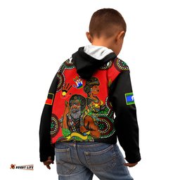Custom Text And Number Australia NAIDOC Kid Hoodie Niabali Indigenous For Our Elders