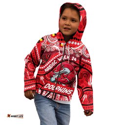 Custom Australia NAIDOC Week 2024 Kid Hoodie Dolphins Mascot Keep The Fire Burning