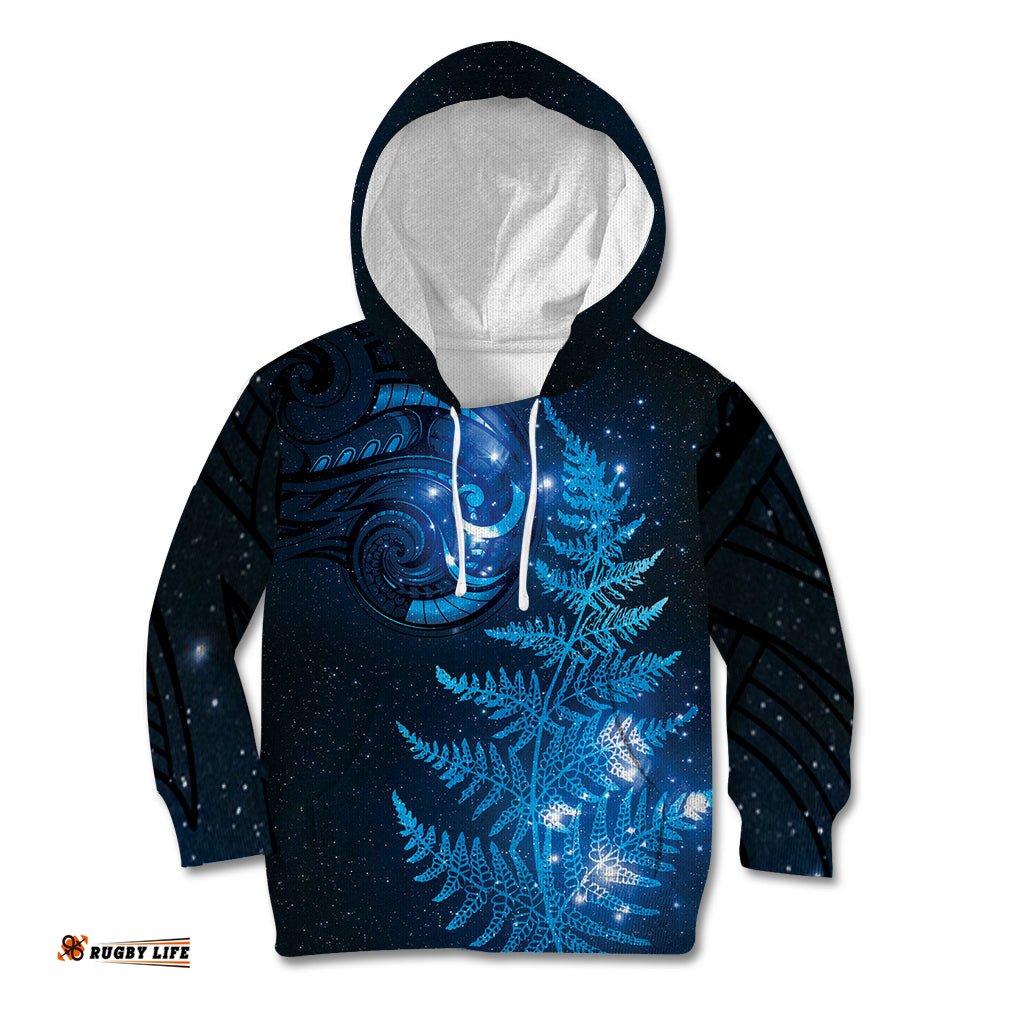 New Zealand Matariki Kid Hoodie Blue Milky Way Stars Night Sky