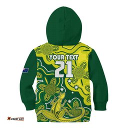 Custom Australia Cricket Kid Hoodie Go Aussie World Cup Aboriginal Style Unique
