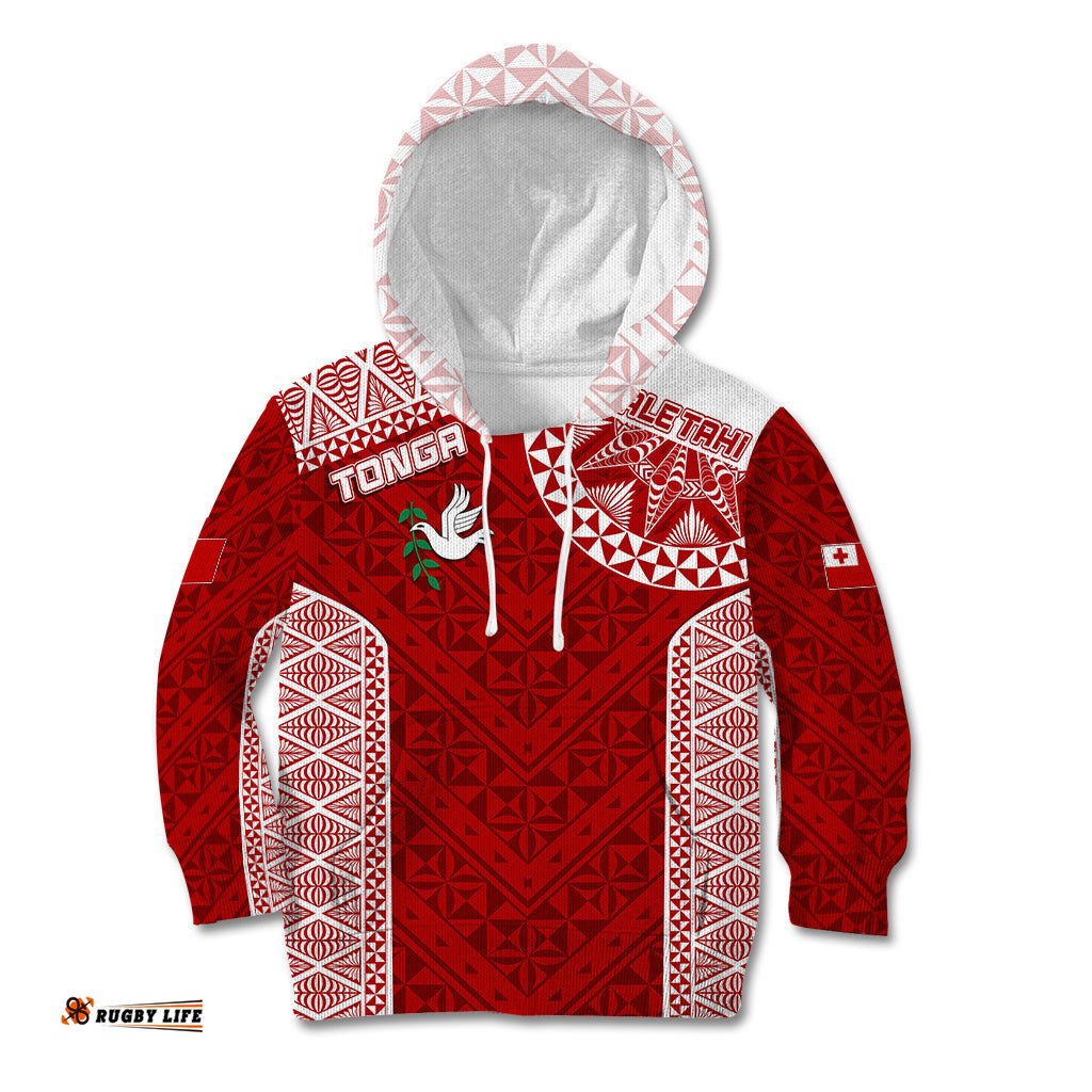 Personalised Tonga Rugby Kid Hoodie Ikale Tahi Champions World Cup