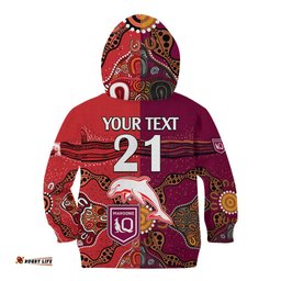 Custom Text And Number NRL Dolphins Combine Queensland Origin Kid Hoodie Aboriginal