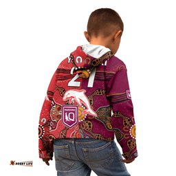 Custom Text And Number NRL Dolphins Combine Queensland Origin Kid Hoodie Aboriginal