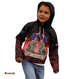 Australia And New Zealand ANZAC Day Kid Hoodie Soldiers Lest We Forget