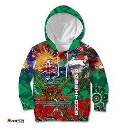 Personalised Australia Rugby Rabbitohs ANZAC Kid Hoodie South Sydney Scratch Style