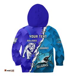 Perspnalised Sharks And Bulldogs Rugby Kid Hoodie Sporty Style