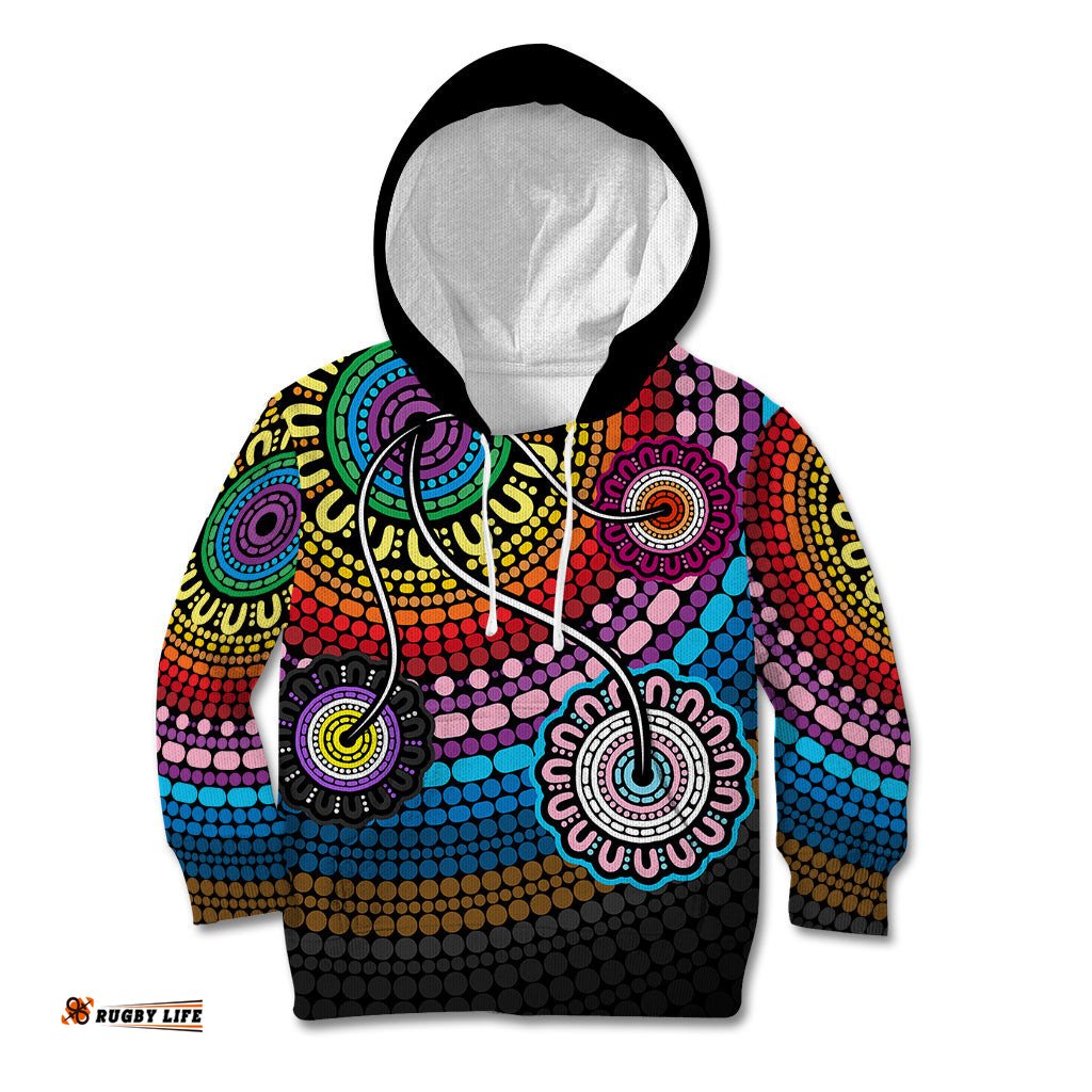 Australia LGBTQ+ History Month Kid Hoodie Indigenous Rainbows Pride Be You