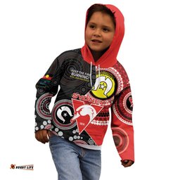 Custom AFL Swans NAIDOC Week Kid Hoodie Keep The Fire Burning Indigenous Art