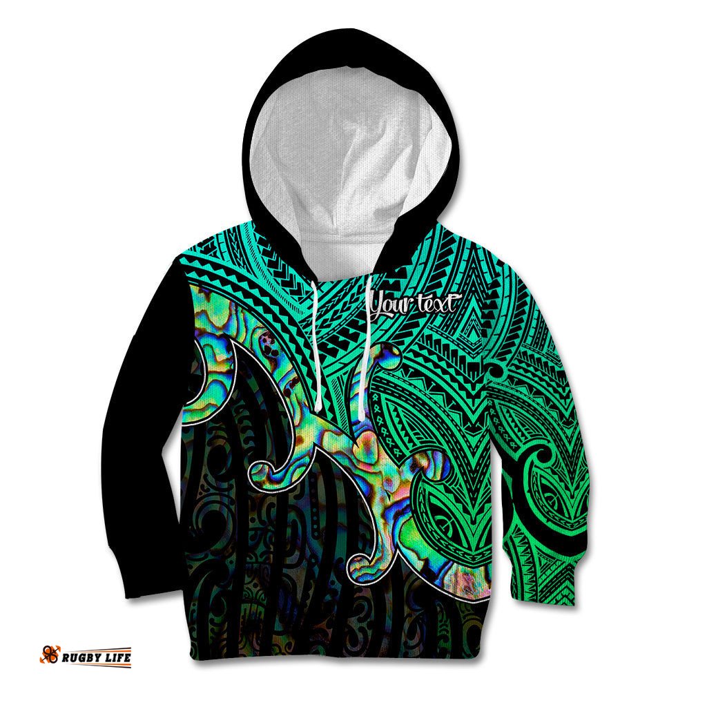 Aotearoa Maori Koru Kid Hoodie Polynesian Pacific Tribal Blue