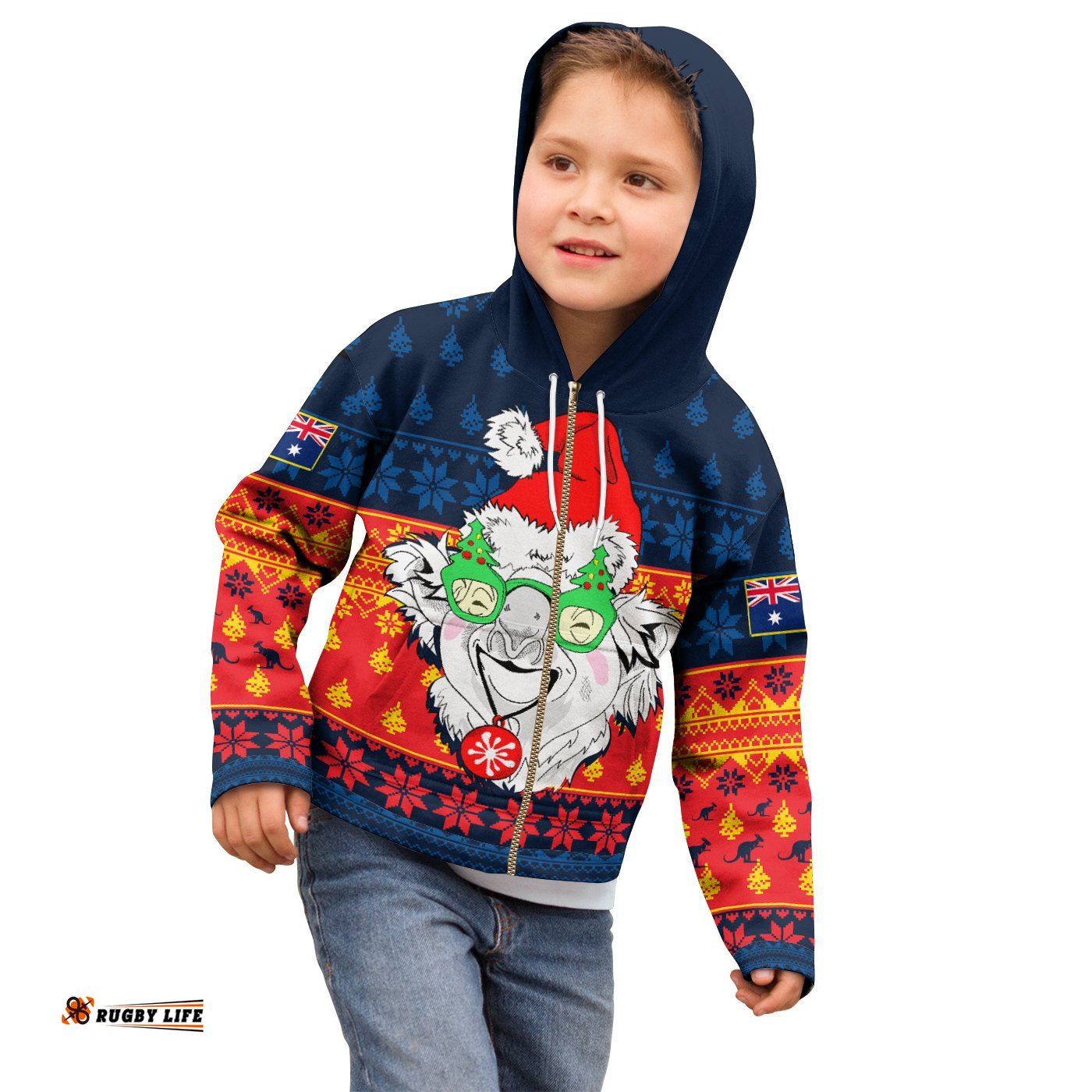 Australia Christmas Kid Zip Up Hoodie Bye Bye