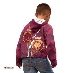 Personalised Lions Football And Broncos Rugby Kid Hoodie Sporty Version