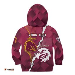 Personalised Broncos And Eagles Rugby Kid Hoodie Sporty Version
