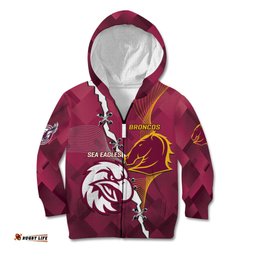 Personalised Broncos And Eagles Rugby Kid Hoodie Sporty Version