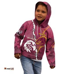 Personalised Broncos And Eagles Rugby Kid Hoodie Sporty Version