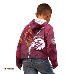 Personalised Broncos And Eagles Rugby Kid Hoodie Sporty Version