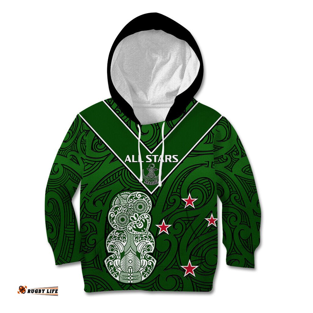 Aotearoa Rugby Kid Hoodie All Stars New Zealand Tiki Maori