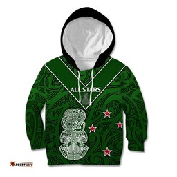 Aotearoa Rugby Kid Hoodie All Stars New Zealand Tiki Maori