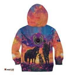Australia Animals ANZAC Kid Hoodie Dog And Horse Heroes Also Served