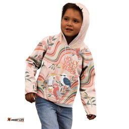 Australia Hippie Christmas Kid Hoodie Cockatoo Kookaburra with Wattle Pink Peach Style