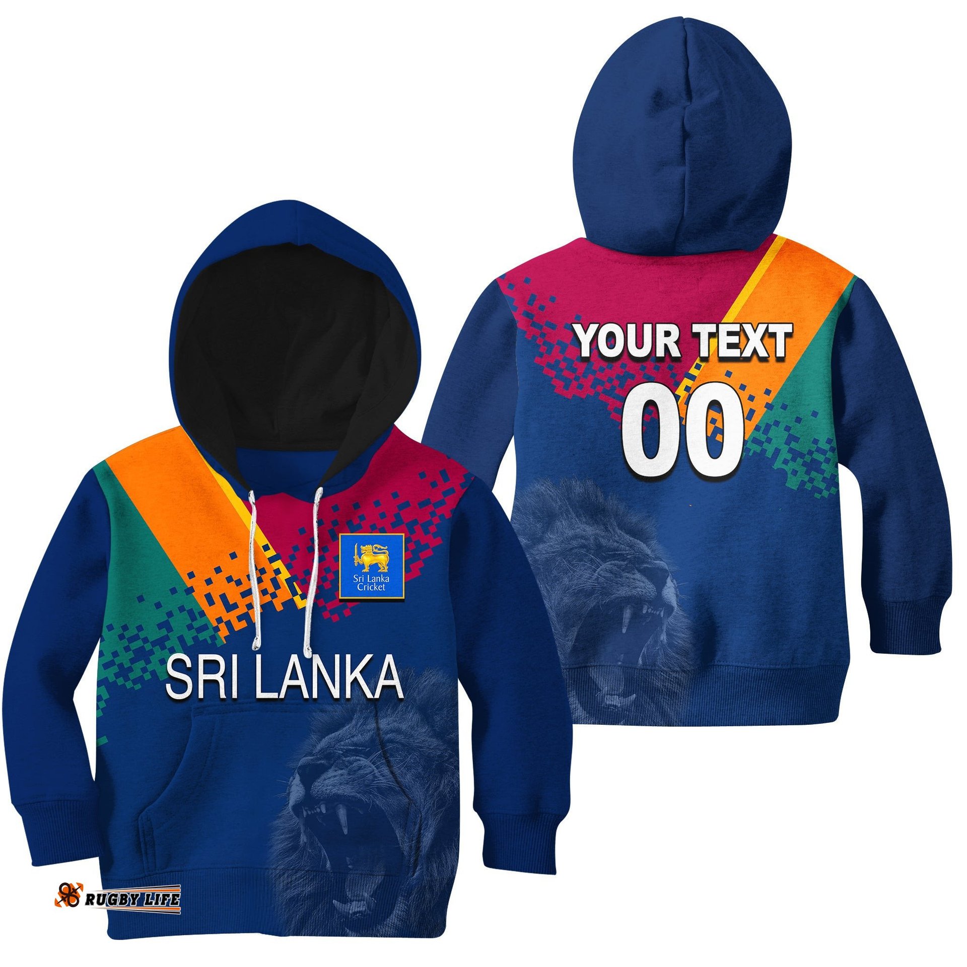 Custom Personalised And Number Sri Lanka Cricket Jersey Hoodie KID