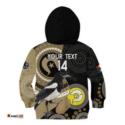 Custom AFL Collingwood NAIDOC Week Kid Hoodie Keep The Fire Burning Indigenous Art