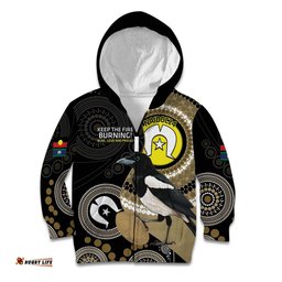 Custom AFL Collingwood NAIDOC Week Kid Hoodie Keep The Fire Burning Indigenous Art