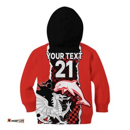 Custom Text And Number NRL Combine Dolphins and Dragons Kid Hoodie Sporty Style