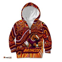 Custom Australia NAIDOC Week 2024 Kid Hoodie Brisbane Broncos Mascot Keep The Fire Burning