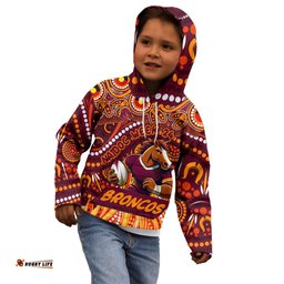 Custom Australia NAIDOC Week 2024 Kid Hoodie Brisbane Broncos Mascot Keep The Fire Burning