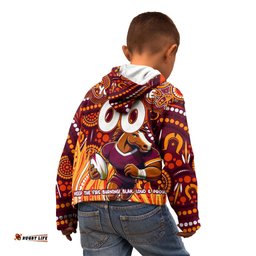 Custom Australia NAIDOC Week 2024 Kid Hoodie Brisbane Broncos Mascot Keep The Fire Burning