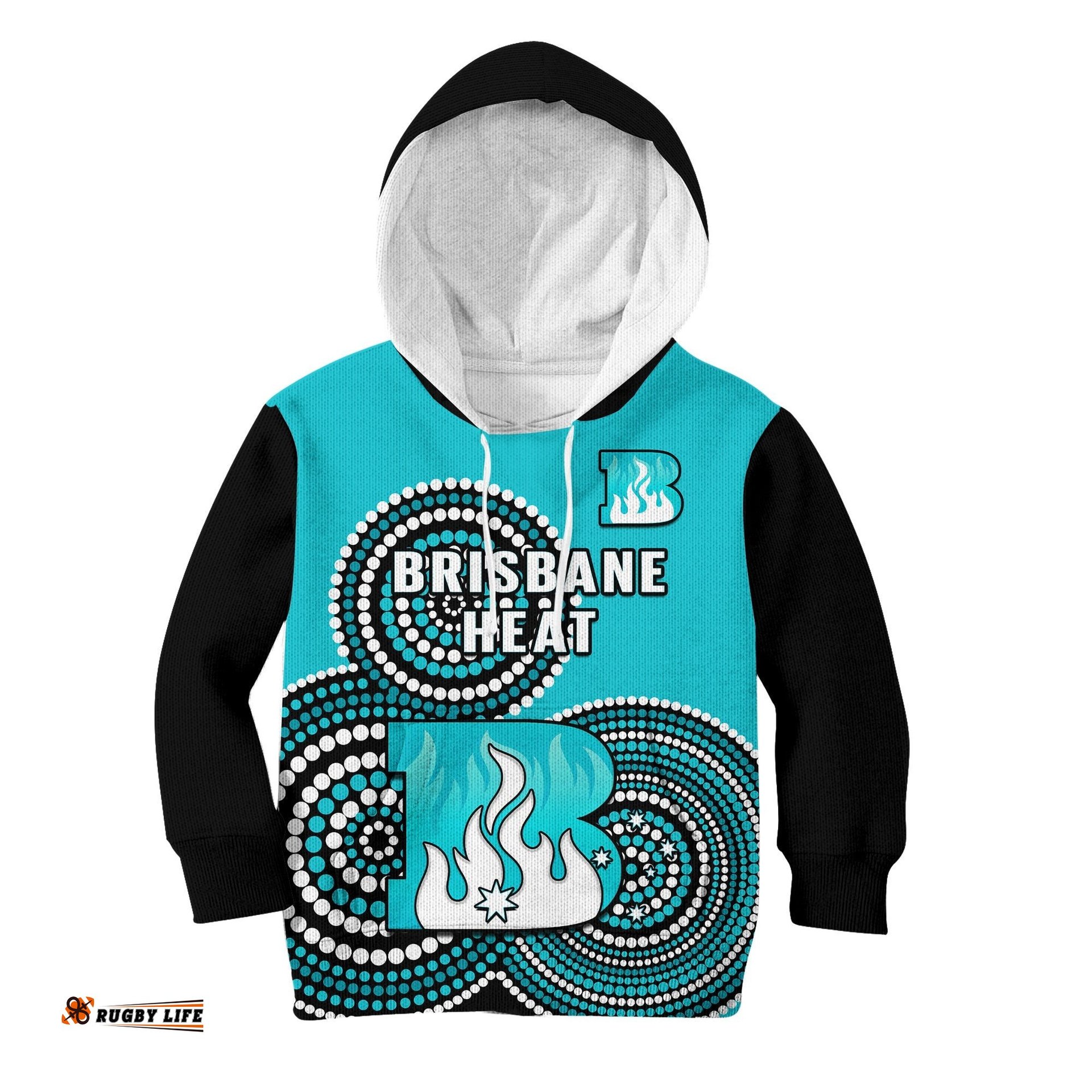 Brisbane Heat Cricket Hoodie KID Champions BBL12 Proud Indigenous Art