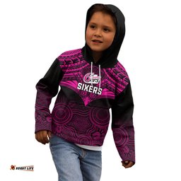 Sydney Sixers Cricket Kid Hoodie Unique Indigenous Art Mix Polynesian Pattern