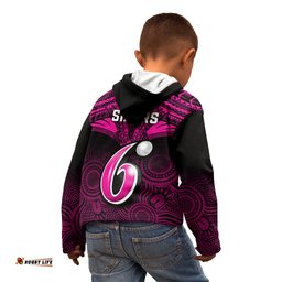 Sydney Sixers Cricket Kid Hoodie Unique Indigenous Art Mix Polynesian Pattern