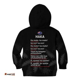 New Zealand Haka Rugby Kid Hoodie 2024 Pacific Go Black Silver Fern