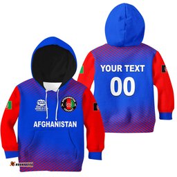 Custom Personalised And Number Afghanistan Cricket Men's World Cup Hoodie KID