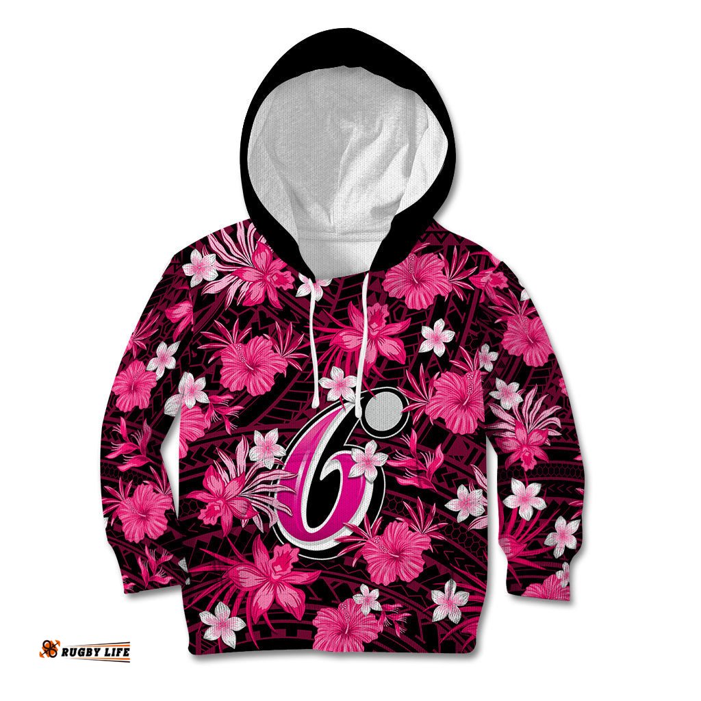 Australian Sixers Cricket Kid Hoodie Baeuty Pacific Hibiscus and Polynesian Pattern