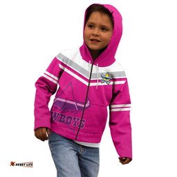 Custom Text And Number Cowboys Rugby Kid Hoodie Sporty Style Pink