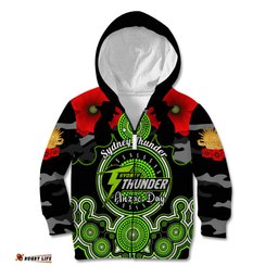 Sydney Thunder ANZAC 2024 Kid Hoodie Lest We Forget Poppy Mix Camouflage