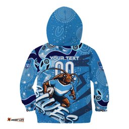 Personalized NSW Rugby League Kid Hoodie Blues Mascot Indigenous