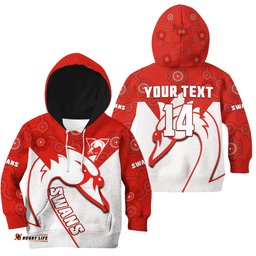 Custom Text And Number Sydney Football Hoodie KID Swans 1874 Dot Painting Artsy