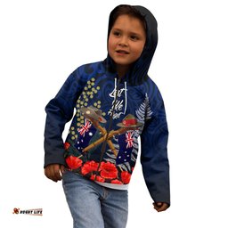 Anzac Day Aussie Mix Maori In Memories Kid Hoodie