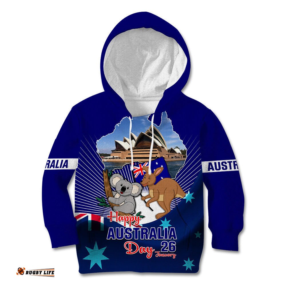 Australia Day Kid Hoodie 2024 Proud To Be Australian Flag Color